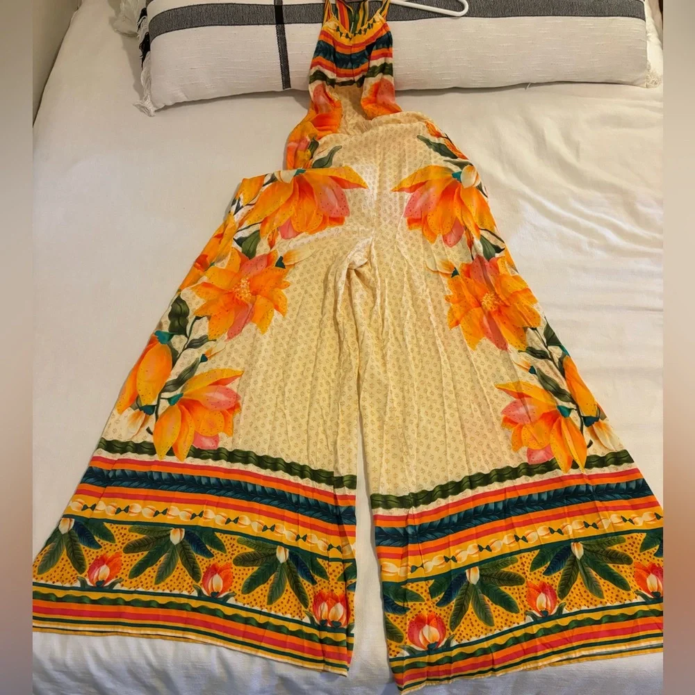 FARM Rio for Anthropologie High Neck Wide Leg Jumpsuit Size Medium - Picture 6 of 11